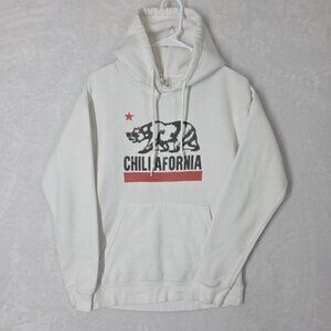 Brisco Brands California Bear Hoodie Mens Size Small White Sweatshirt **READ**